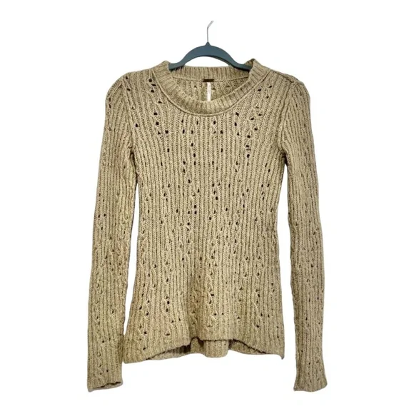 ✨ Free People Brown Soft Open Knit Wool Blend Sweater - Picture 3 of 6